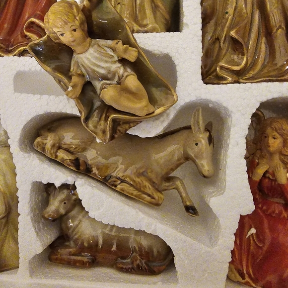 Vintage Kirklands Nativity Potters Garden 11 Complete Set High Gloss Porcelain - Picture 4 of 11
